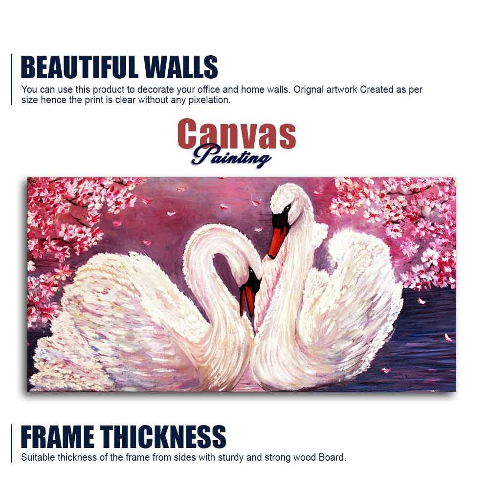 Romantic Couple of Swans Canvas Wall Painting - Decor Smart