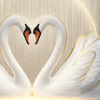 Romantic Swan Pair Heart Shape Crystal Glass Painting for Living Room Décor