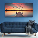 Romantic Wooden Jetty in Sunset Canvas wall Painting - Decor Smart