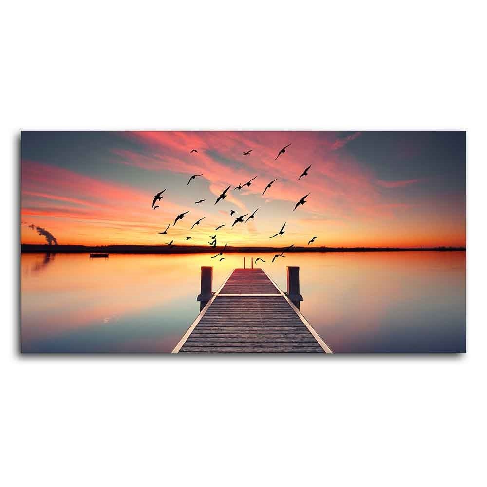 Romantic Wooden Jetty in Sunset Canvas wall Painting - Decor Smart
