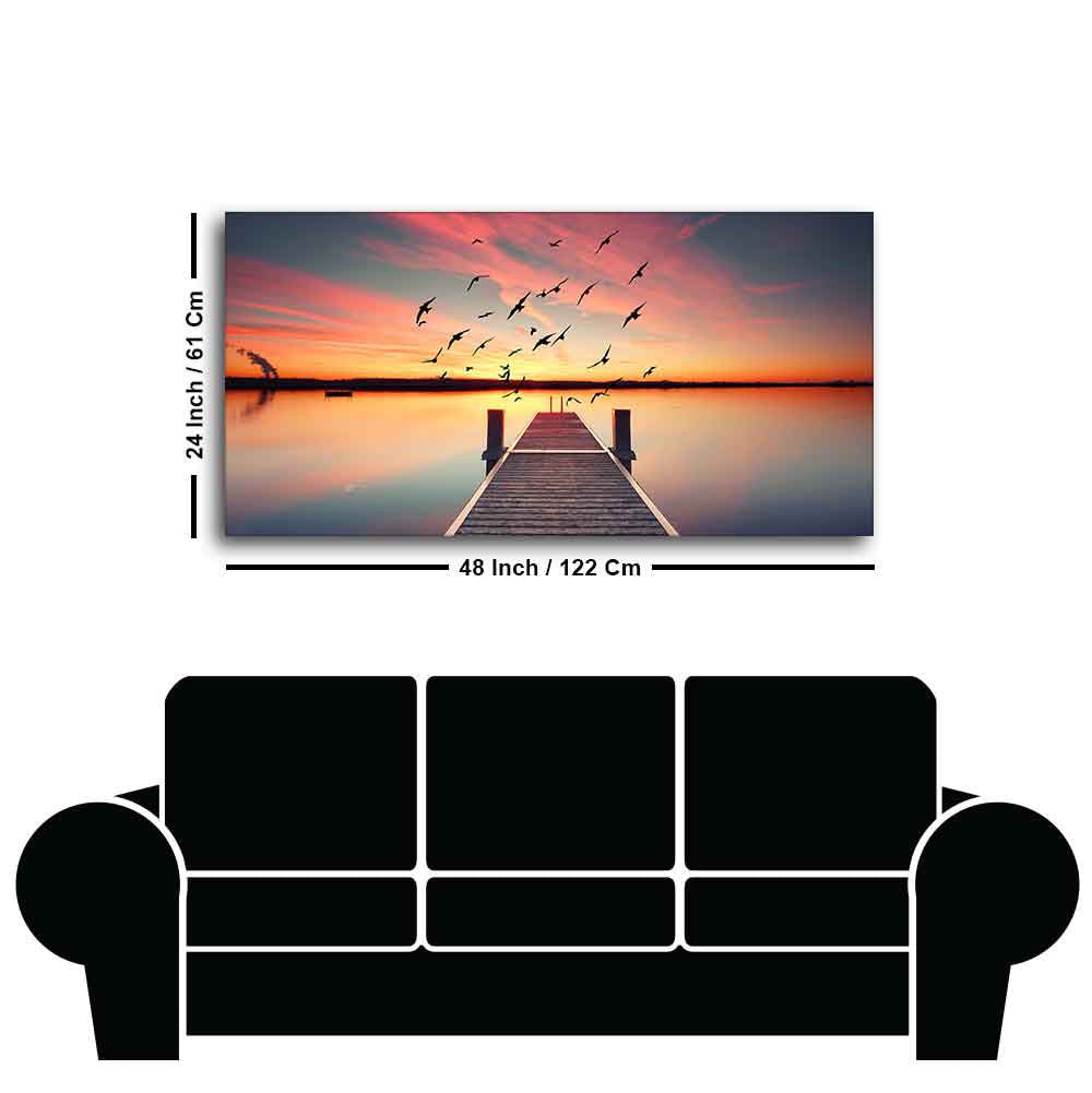 Romantic Wooden Jetty in Sunset Canvas wall Painting - Decor Smart