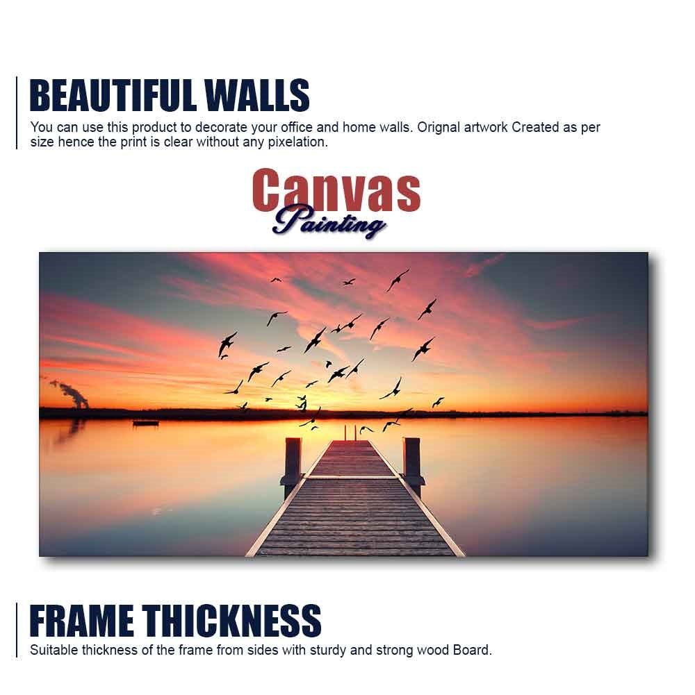 Romantic Wooden Jetty in Sunset Canvas wall Painting - Decor Smart
