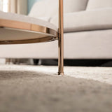 Round Metal Copper Round Coffee Table In Shiny Golden Edge - Decor Smart