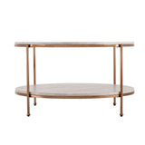 Round Metal Copper Round Coffee Table In Shiny Golden Edge - Decor Smart