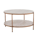 Round Metal Copper Round Coffee Table In Shiny Golden Edge - Decor Smart