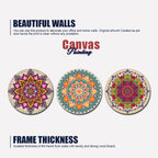 Round Shape Canvas Wall Painting of Mandala Design 3 Pieces