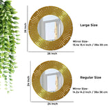 Round Shape Unique Design Stylish Wooden Wall Mirror With Gold Texture - Decor Smart