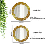 Round Shape Unique Design Wooden Wall Mirror With Gold Texture - Decor Smart