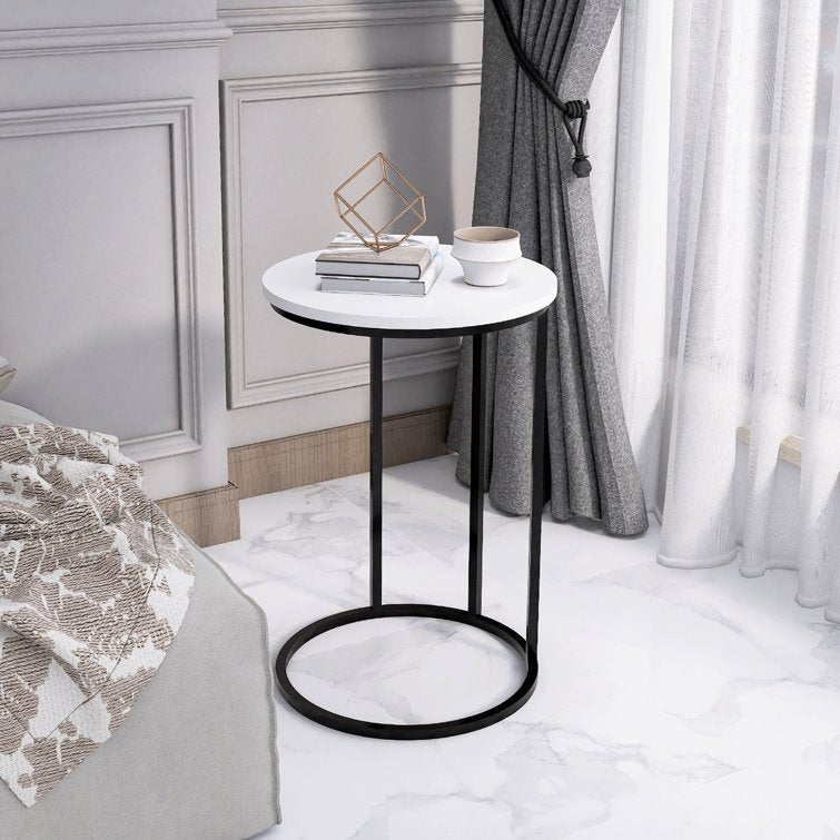 Round White Marble Designer Side Table - Decor Smart