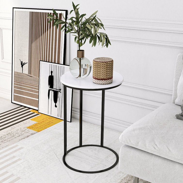 Round White Marble Designer Side Table - Decor Smart