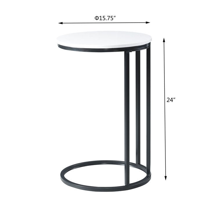 Round White Marble Designer Side Table - Decor Smart