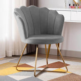 Rounded Back Grey Velvet Premium Accent Chair - Decor Smart