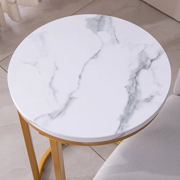 Rounded Shaped Golden Metal End Side Table - Decor Smart