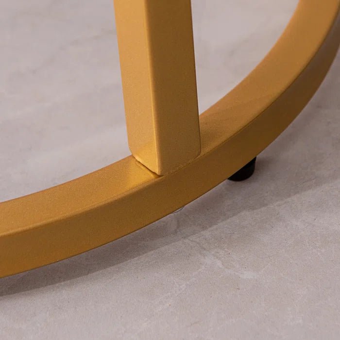 Rounded Shaped Golden Metal End Side Table - Decor Smart