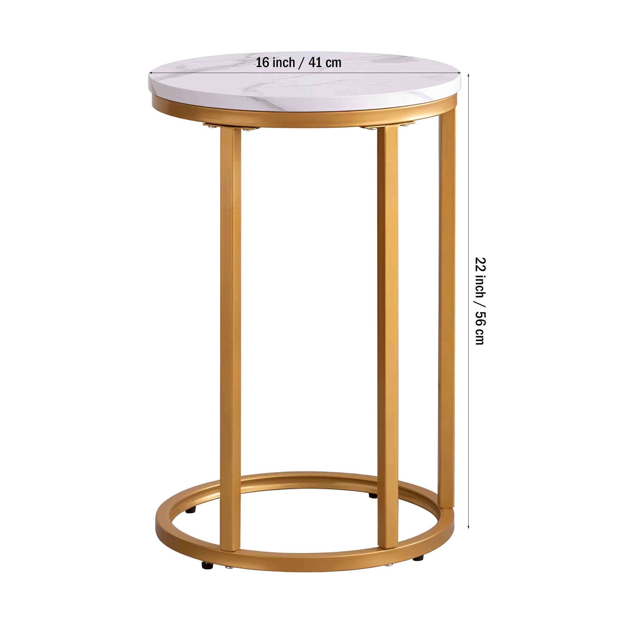 Rounded Shaped Golden Metal End Side Table - Decor Smart