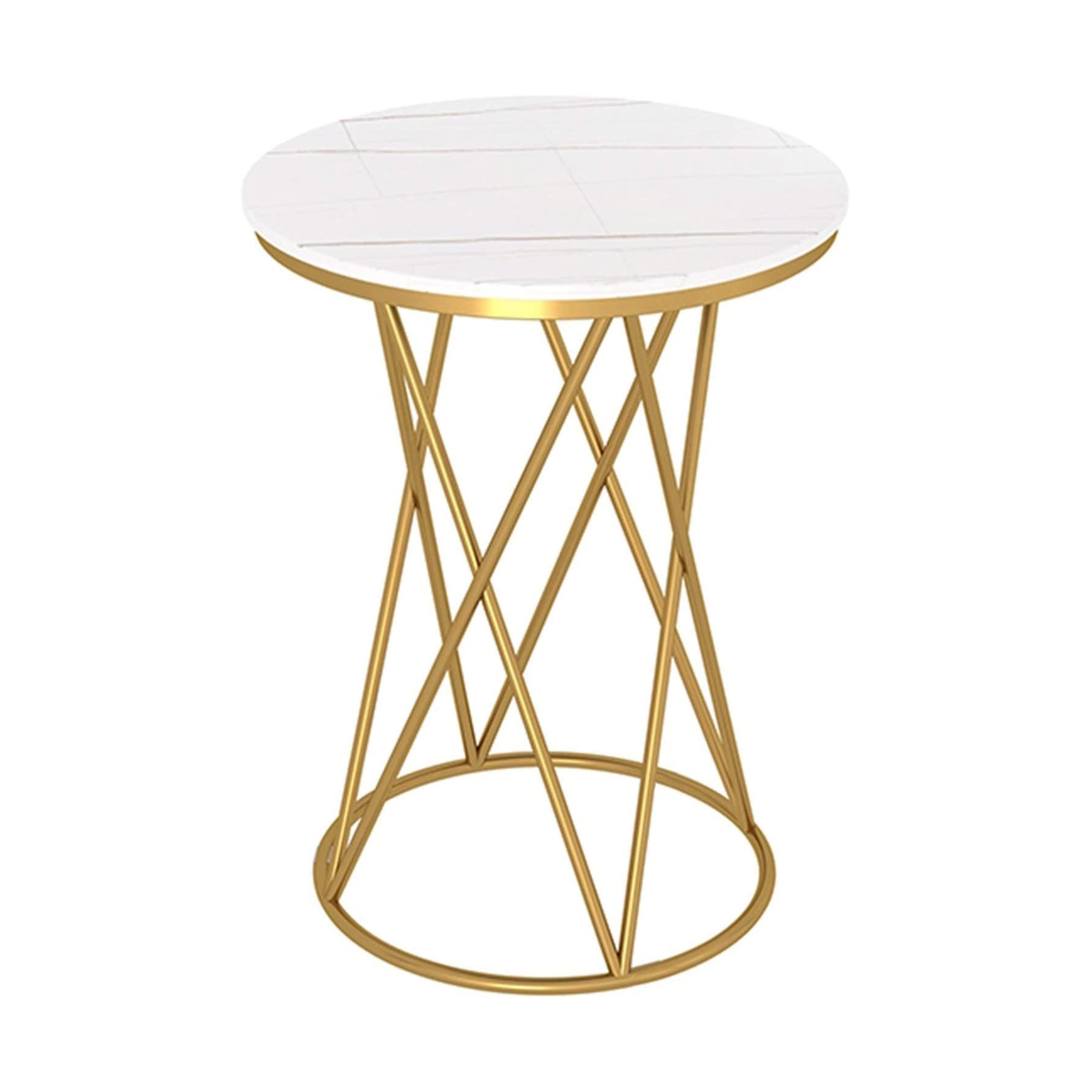 Rounded Side End Designer Golden Metal Finish Side Table - Decor Smart