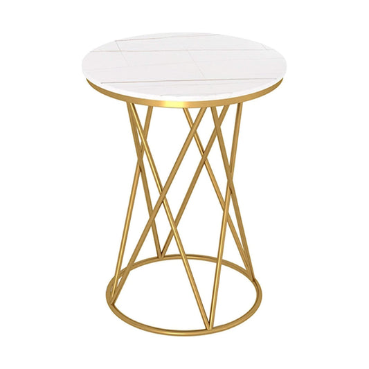 Rounded Side End Designer Golden Metal Finish Side Table - Decor Smart