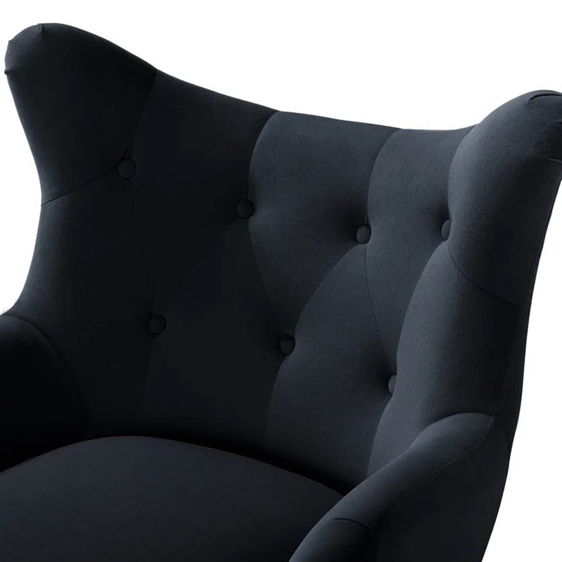 Royal Black Comfortable Tufted Velvet Sofa Lounge Chair - Decor Smart
