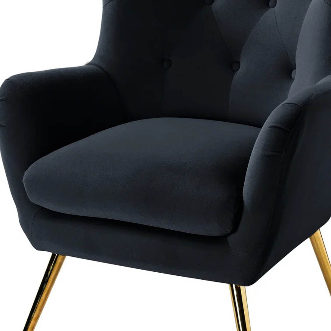 Royal Black Comfortable Tufted Velvet Sofa Lounge Chair - Decor Smart