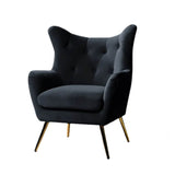 Royal Black Comfortable Tufted Velvet Sofa Lounge Chair - Decor Smart