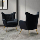Royal Black Comfortable Tufted Velvet Sofa Lounge Chair - Decor Smart