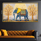 Royal Elephant Crystal Glass Wall Art Painting for Home Interior Décor