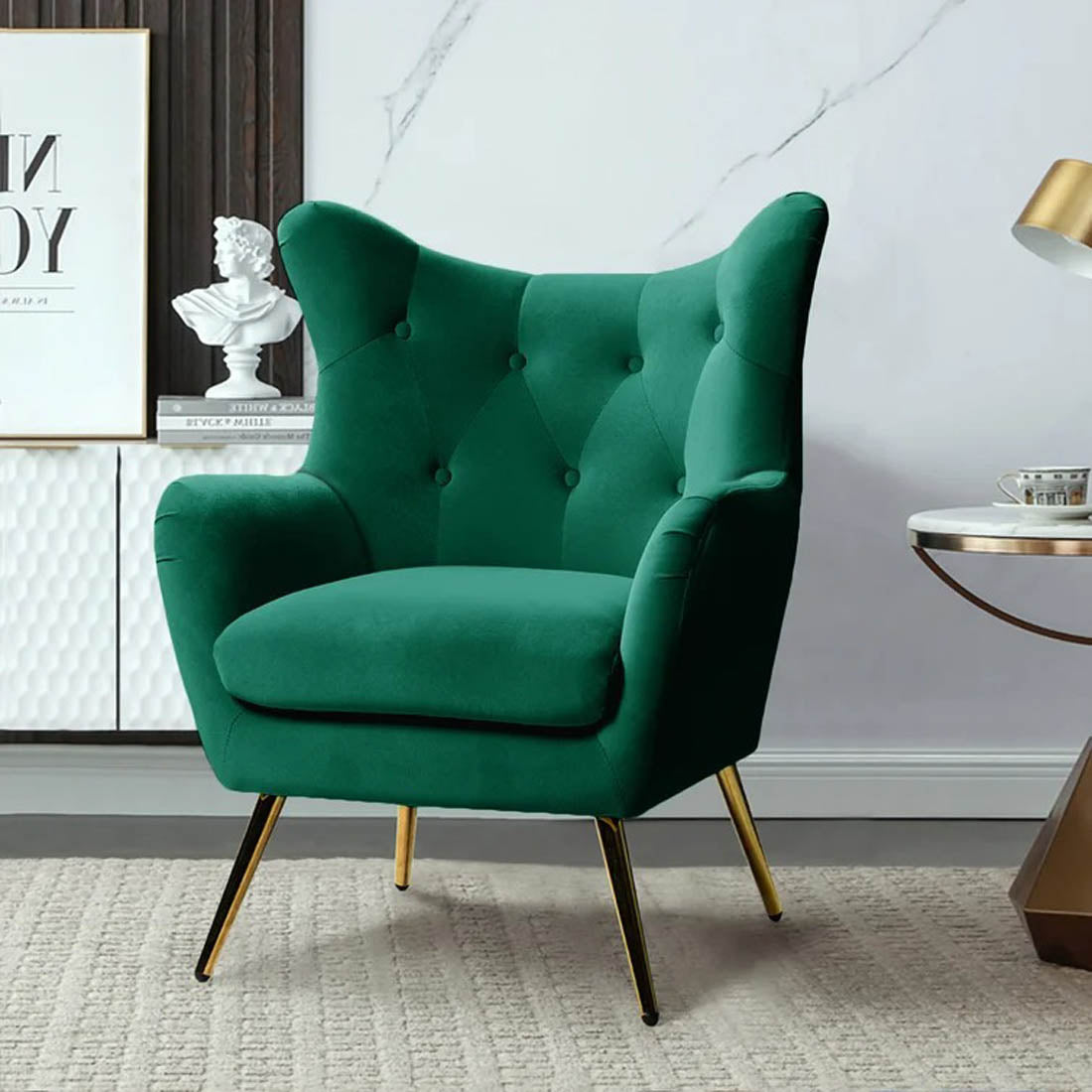 Royal Green Comfortable Tufted Velvet Sofa Lounge Chair - Decor Smart