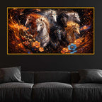 Royal Running Horses Crystal Glass Wall Painting for Home Décor