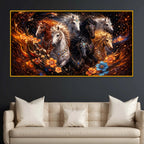 Royal Running Horses Crystal Glass Wall Painting for Home Décor