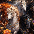 Royal Running Horses Crystal Glass Wall Painting for Home Décor