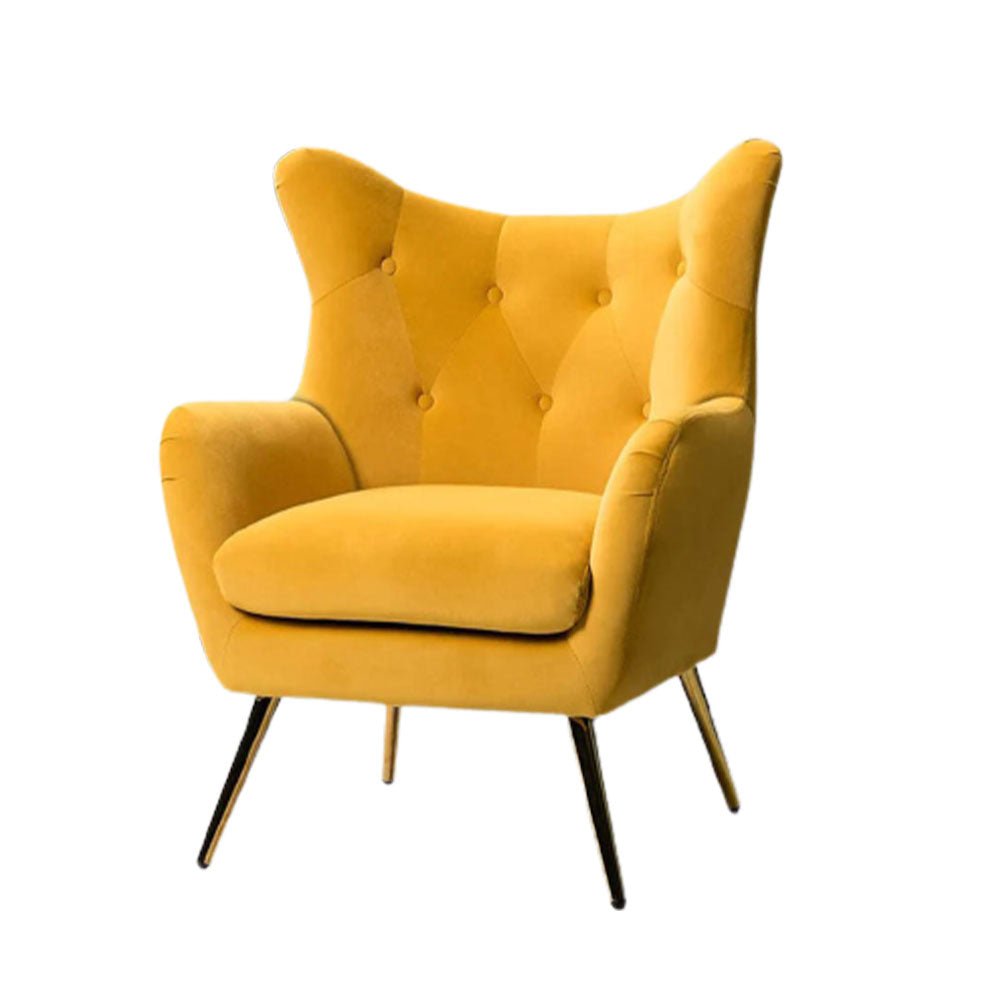 Royal Yellow Comfortable Tufted Velvet Sofa Lounge Chair - Decor Smart