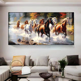 Running Horses in River Premium Acrylic Floating Wall Painting - Decor Smart