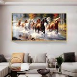 Running Horses in River Premium Acrylic Floating Wall Painting - Decor Smart