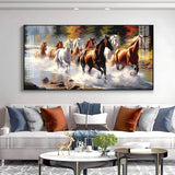 Running Horses in River Premium Acrylic Floating Wall Painting - Decor Smart