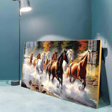 Running Horses in River Premium Acrylic Floating Wall Painting - Decor Smart