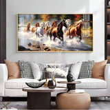 Running Horses in River Premium Acrylic Floating Wall Painting - Decor Smart