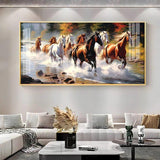 Running Horses in River Premium Acrylic Floating Wall Painting - Decor Smart