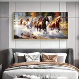 Running Horses in River Premium Acrylic Floating Wall Painting - Decor Smart