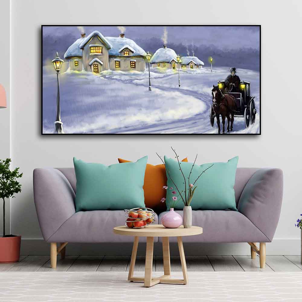 Rural Landscape in Winters Wall Painting - Decor Smart