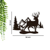 Rustic Forest Deer Backlit Wooden Wall Decor with LED Night Light Walnut Finish - Decor Smart