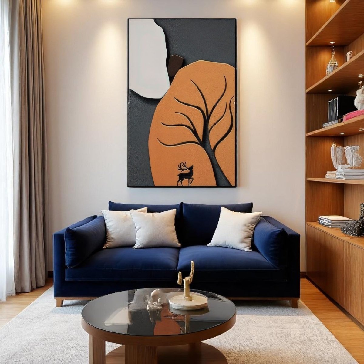 Rustic Wilderness Deer and Tree Silhouette 3D Wall Art Home Decor