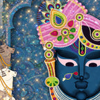 Sacred Shrinath Ji with Gau Mata Painting Crystal Glass Wall Décor for Positive Energy Home