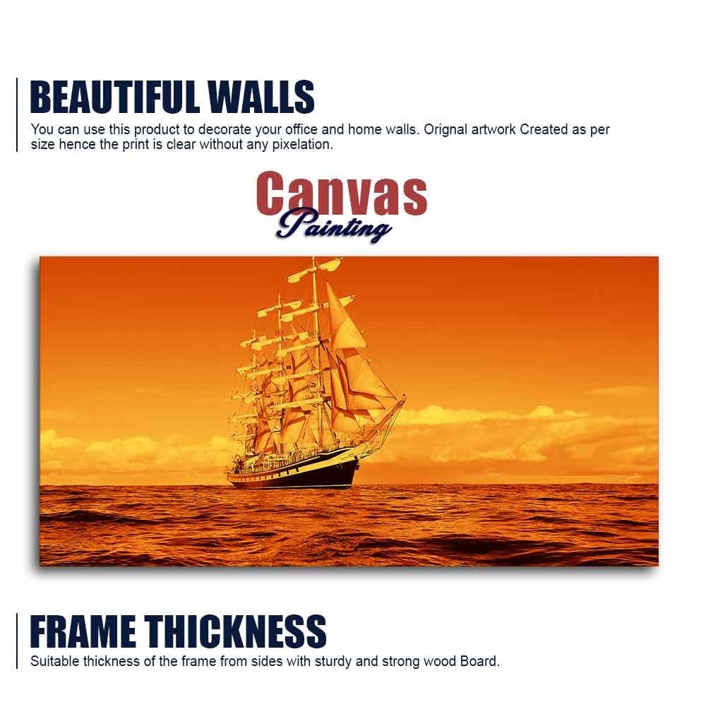 Sailing Ship in a Beautiful Golden Hour Premium Wall Painting - Decor Smart
