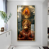 Sankatmochan Hanuman Premium Acrylic Floating Vertical Wall Painting - Decor Smart