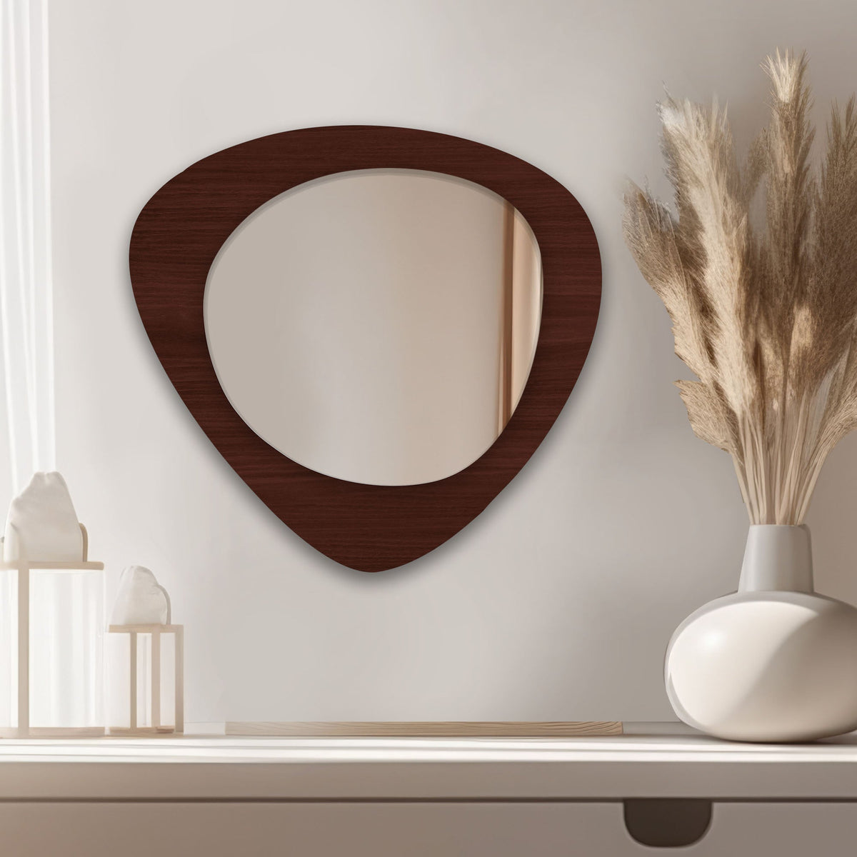 Scandinavian Classic Oval Shaped Wooden Wall Mirror - Decor Smart