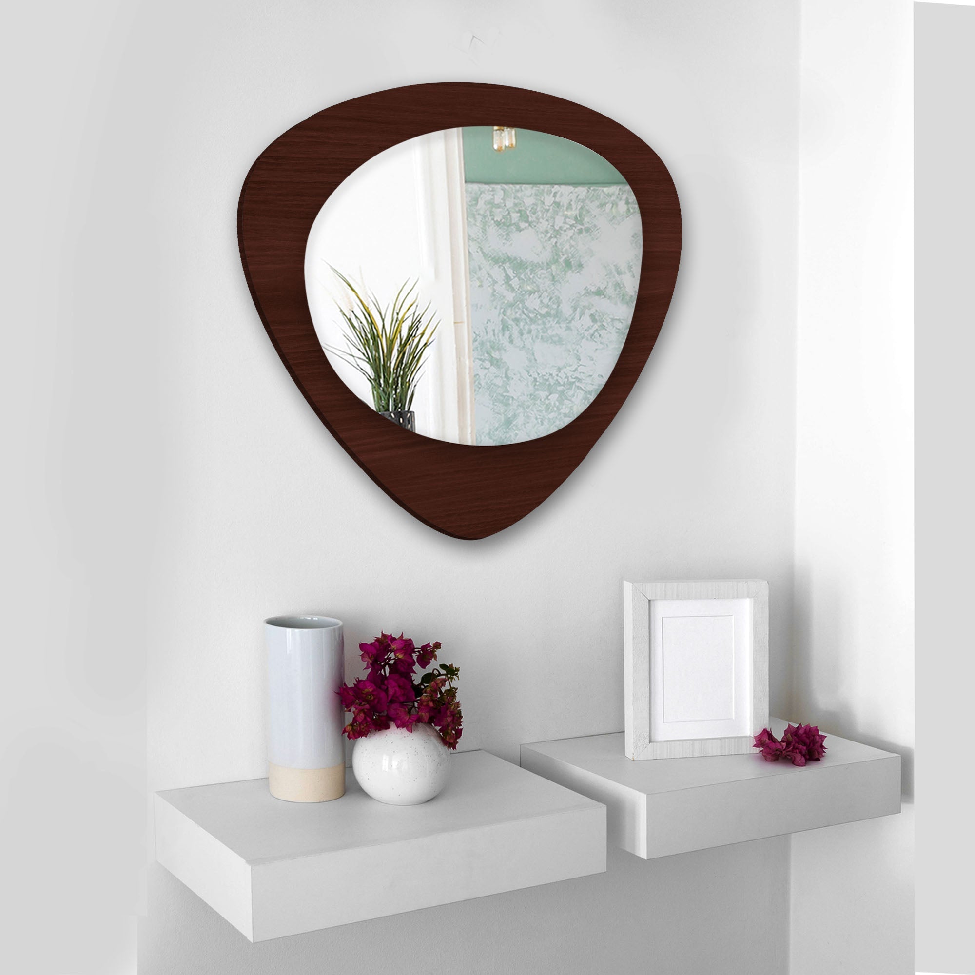 Scandinavian Classic Oval Shaped Wooden Wall Mirror - Decor Smart