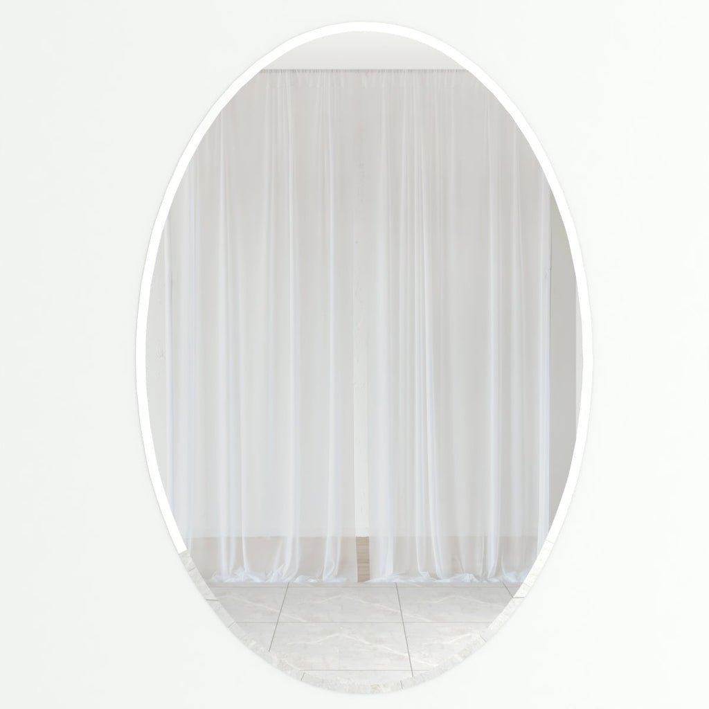 Scandinavian Frame less Beveled Oval Shaped Wall Mirror - Decor Smart