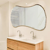 Scandinavian Frameless Beveled Asymmetrical Shape Bathroom Mirror - Decor Smart