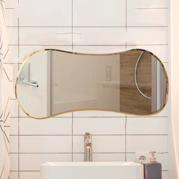 Scandinavian Frameless Beveled Asymmetrical Shape Bathroom Mirror - Decor Smart
