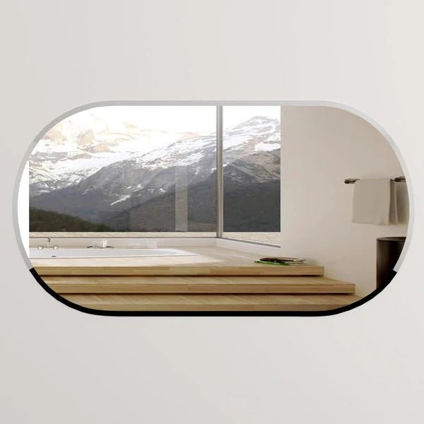 Scandinavian Frameless Beveled Capsule shaped Bathroom Mirror - Decor Smart